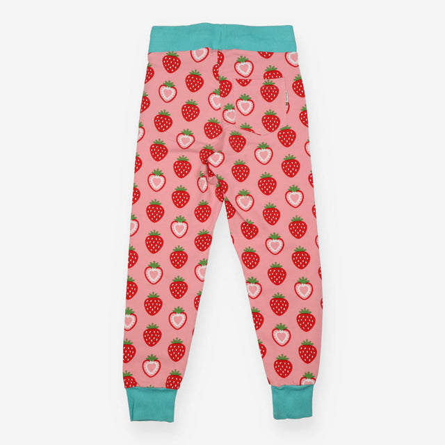 Joggers pink strawberries green cuffs