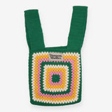Tote Bag Green Crochet Multicolour Granny Square