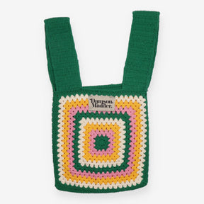 Tote Bag Green Crochet Multicolour Granny Square