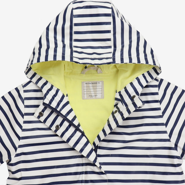 White and navy striped hooded coat