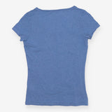 Blue Cotton Modal V Neck Short Sleeve T-Shirt Top