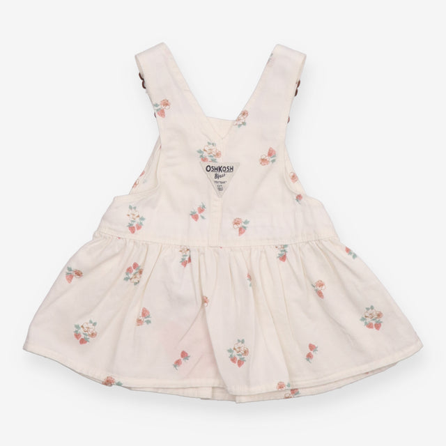 Pinafore white denim flowers