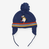 Blue puffin bobble hat
