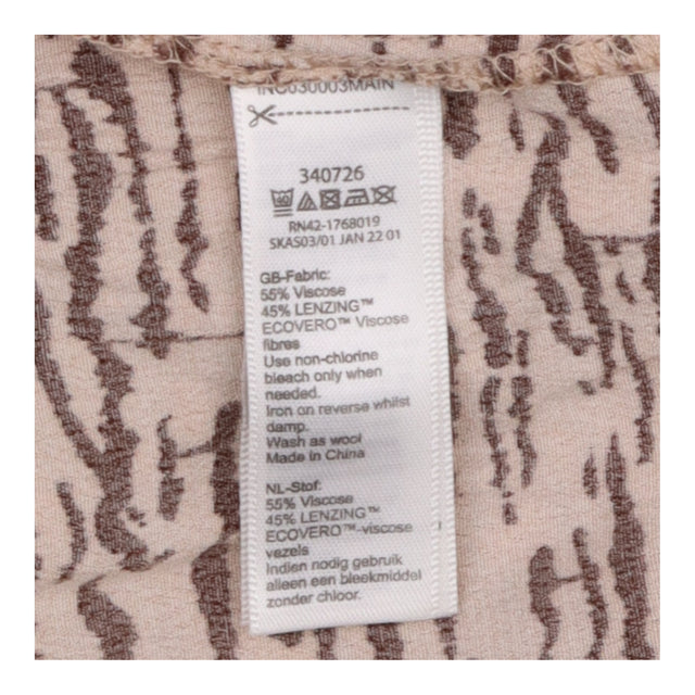 Midi Dress Beige Brown Animal Print Long Sleeve