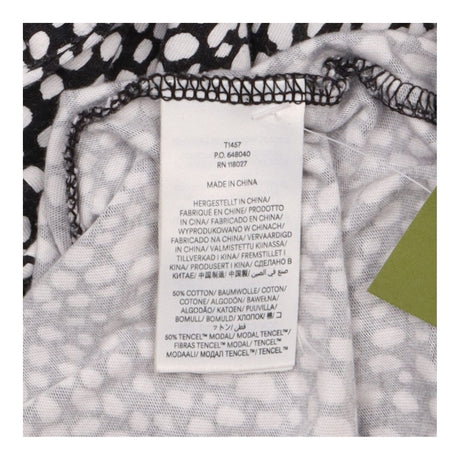 Printed Button Front Long Sleeve Blouse Black Whit