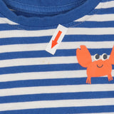 Blue Striped T-shirt Crab Applique