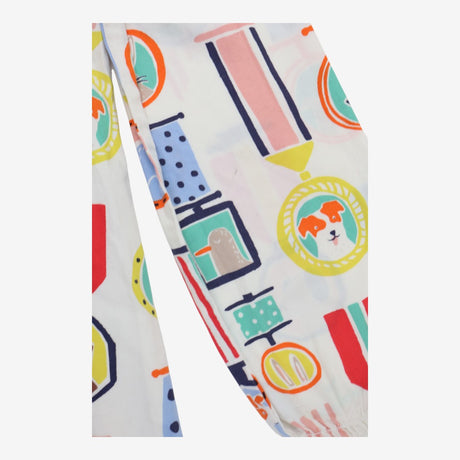 Cream Long Sleeve Woven Dress Animal Medals