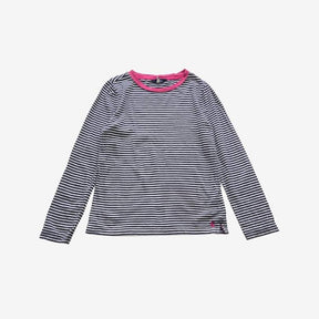 Blue and White Stripe with Pink Crewneck