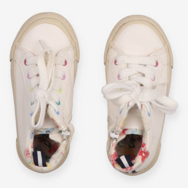 White Trainers Floral Lined
