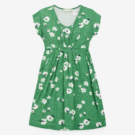 Green Floral Maternity Nursing Midi Dress with Poc