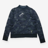 Navy Abstract Print Sheer Roll Neck Jumper