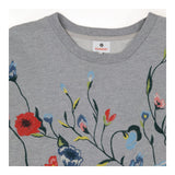 Sweatshirt Grey with Embroidered Flowers