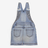 Dungarees shortie denim blue white floral lining