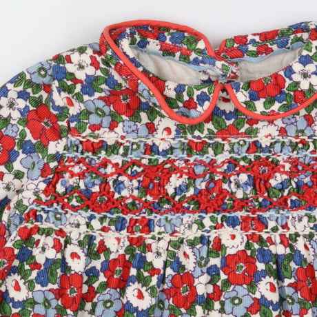 Cord Collared Dress Red and Blue Ditsy Print