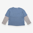 Tee Long sleeve Blue, Pocket and Grey Stripped Sle