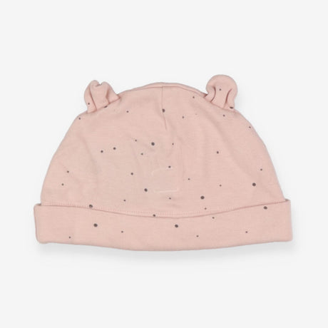 Baby hat pink black dots