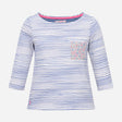 Joules Top White Blue Stripe Floral Pocket 3/4 Sle