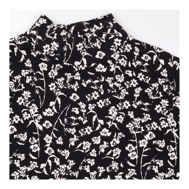 Floral Funnel Neck Cotton Rich Jersey Top