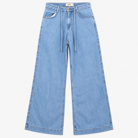 Jeans Light Blue Wash Wide Leg High Waist