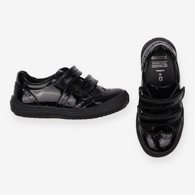 Black velcro girls school shoes