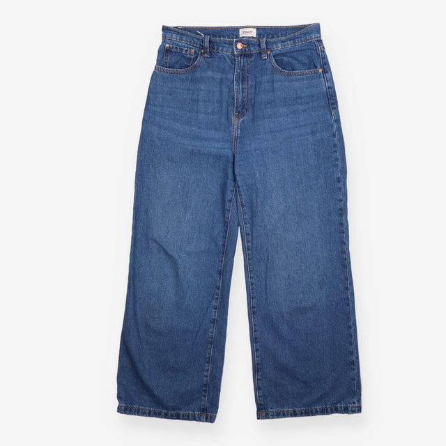 Jeans Wide Leg Mid Blue Denim Five Pocket