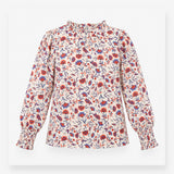 White Floral 100% Organic Cotton Ruffle Top