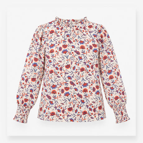 White Floral 100% Organic Cotton Ruffle Top