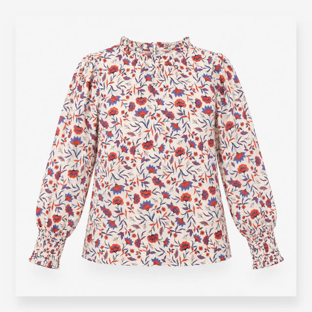 White Floral 100% Organic Cotton Ruffle Top