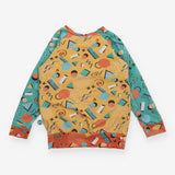 T-shirt long sleeve yellow and green memphis patte