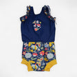 Swimsuit with Integrated Nappy Navy and Yellow Flo