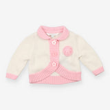 Baby Cardigan Pink and Cream Rosette