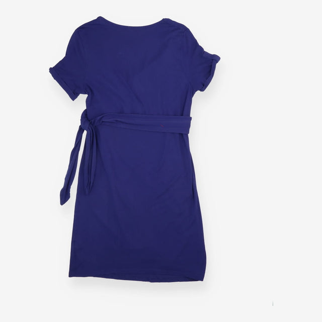 Maternity Dress Blue Wrap Front Tie Waist