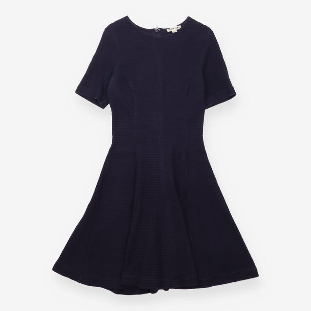 Dress Navy Ribbed Fit and Flare Short Sleeve