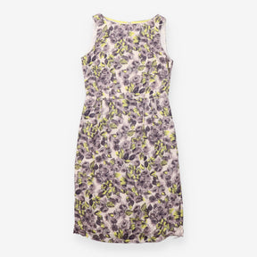 Dress Floral Sleeveless Fitted Pencil Grey Yellow