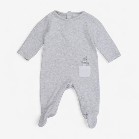 Sleepsuit Grey with Penguin in Pocket