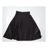 Black Striped Mesh A-Line Midi Skirt