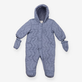 Pramsuit blue quilted with mittens