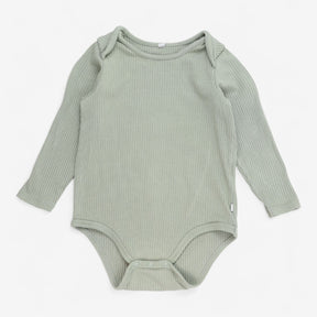 Bodysuit long sleeve green ribbed 