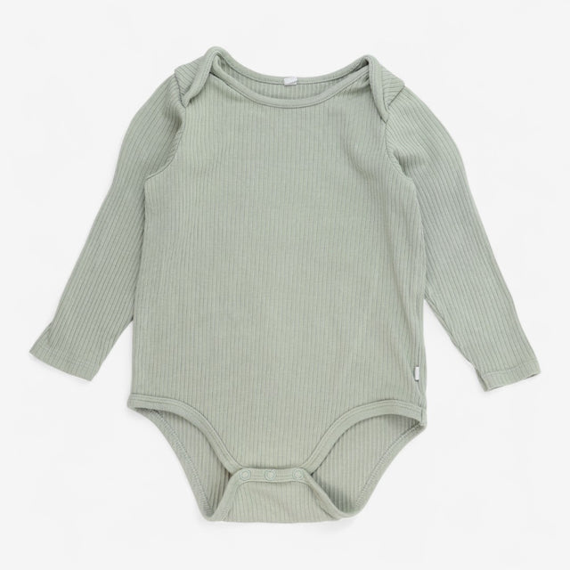 Bodysuit long sleeve green ribbed 