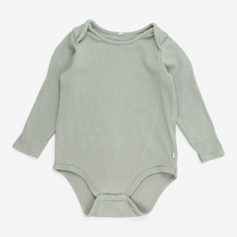 Bodysuit long sleeve green ribbed 