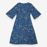 Dress blue with floral design