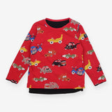 Reversible T Shirt Red, Black Lining with Fun Cars