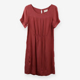Liddie Terracotta Short Sleeve Midi Dress Ruched W