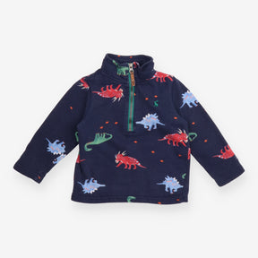Quarter Zip Sweater Navy Dinosaurs