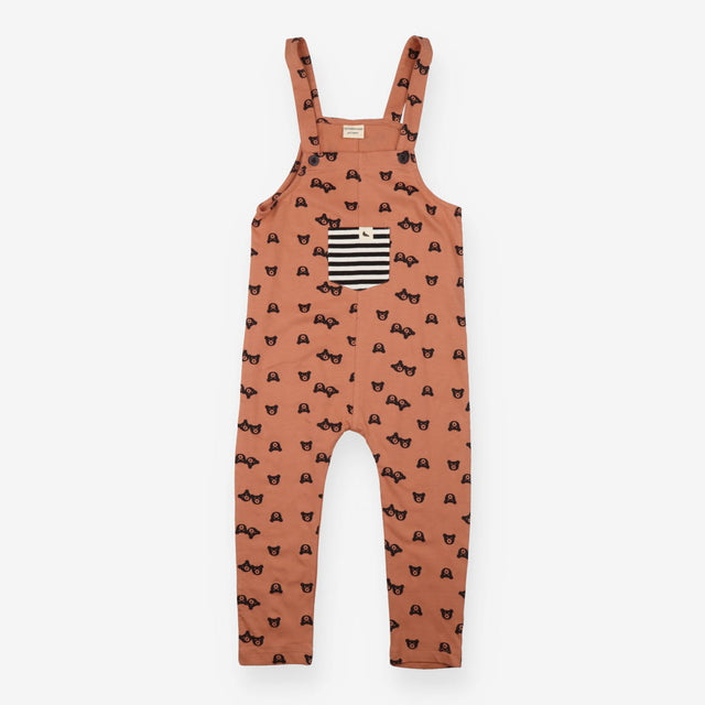 Dungarees Jersey Brick Red with Bear Print