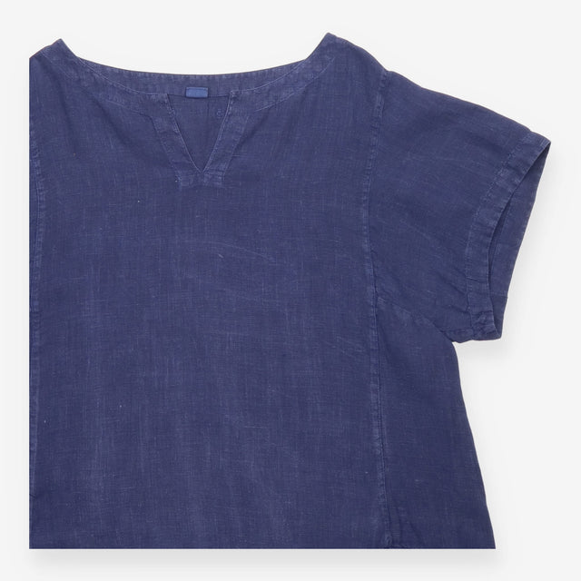Blue Relaxed Linen Tunic Top