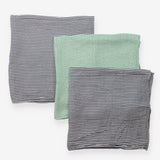 Muslin Cloths navy and white striped green with wh