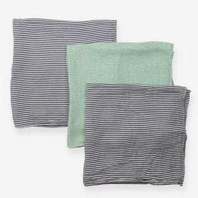 Muslin Cloths navy and white striped green with wh