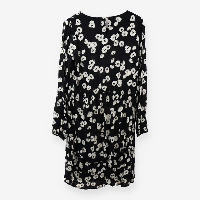 Black White Floral Long Sleeve Viscose Maternity M