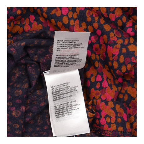 Midi Dress Pink Abstract Print V-Neck Long Sleeve